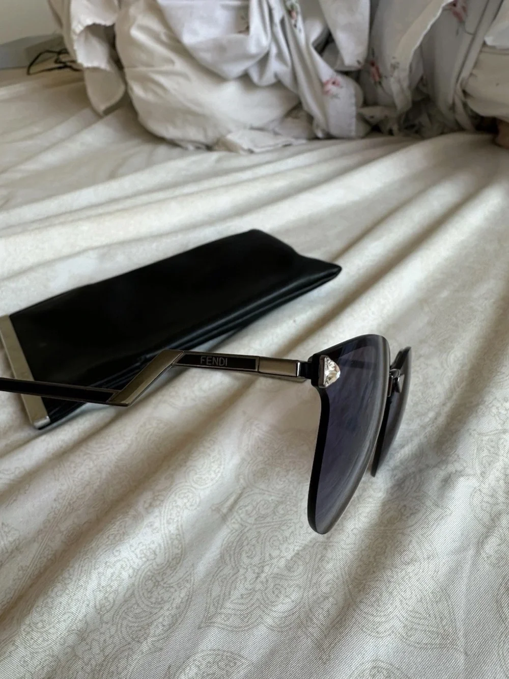Fendi Mirrored Rimless Cat Eye Sunglasses